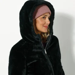Parka En Donsjas<Blancheporte Jas in nepbont, omkeerbaar tot gewatteerde jas zwart