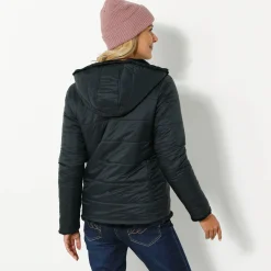 Parka En Donsjas<Blancheporte Jas in nepbont, omkeerbaar tot gewatteerde jas zwart