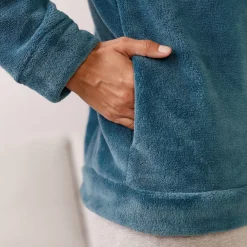 Peignoir En Kamerjas<Blancheporte Jasje in fleece met rits pauwblauw