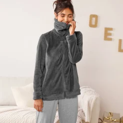 Peignoir En Kamerjas<Blancheporte Jasje in fleece met rits antracietgrijs