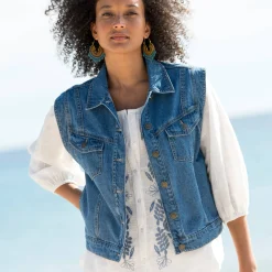 Jas En Mantel<Blancheporte Jasje in jeans, zonder mouwen bleached
