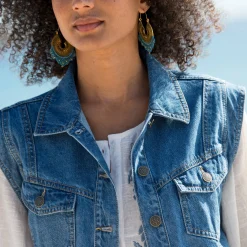 Jas En Mantel<Blancheporte Jasje in jeans, zonder mouwen bleached