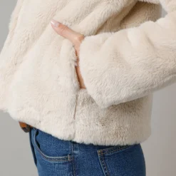 Jas En Mantel<Lora Zellini Jasje in nepbont beige