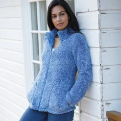 Trui En Vest<Outdoor Collection Jasje in pluchetricot chiné grijsblauw