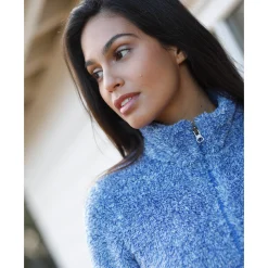 Trui En Vest<Outdoor Collection Jasje in pluchetricot chiné grijsblauw