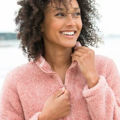 Trui En Vest<Outdoor Collection Jasje in pluchetricot chiné roze