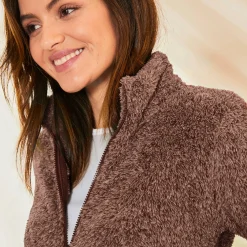 Trui En Vest<Outdoor Collection Jasje in pluchetricot chiné taupe