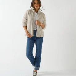 Trui En Vest<Outdoor Collection Jasje in pluchetricot chiné beige
