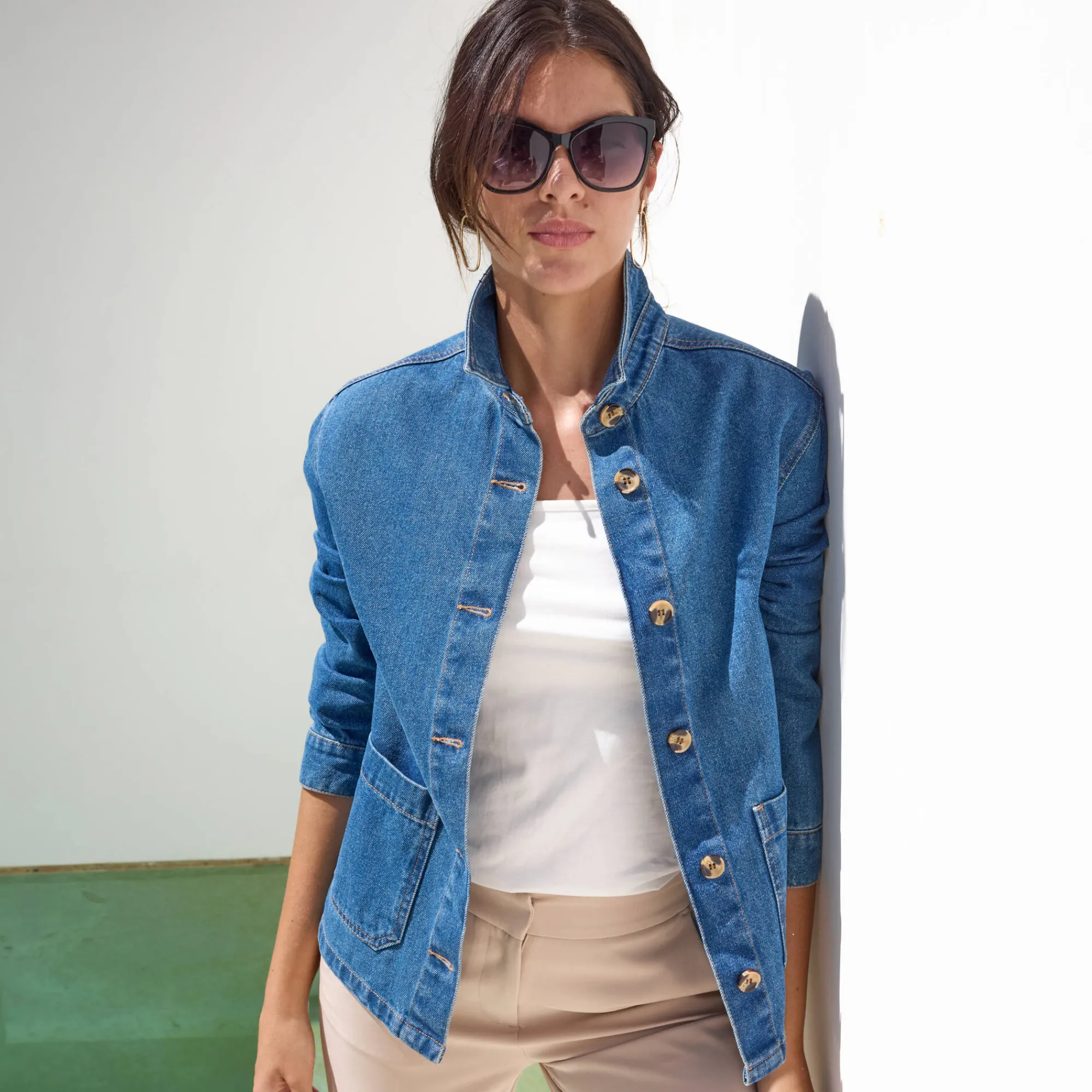 Jas En Mantel<Blancheporte Jasje met knoopsluiting, jeans stone