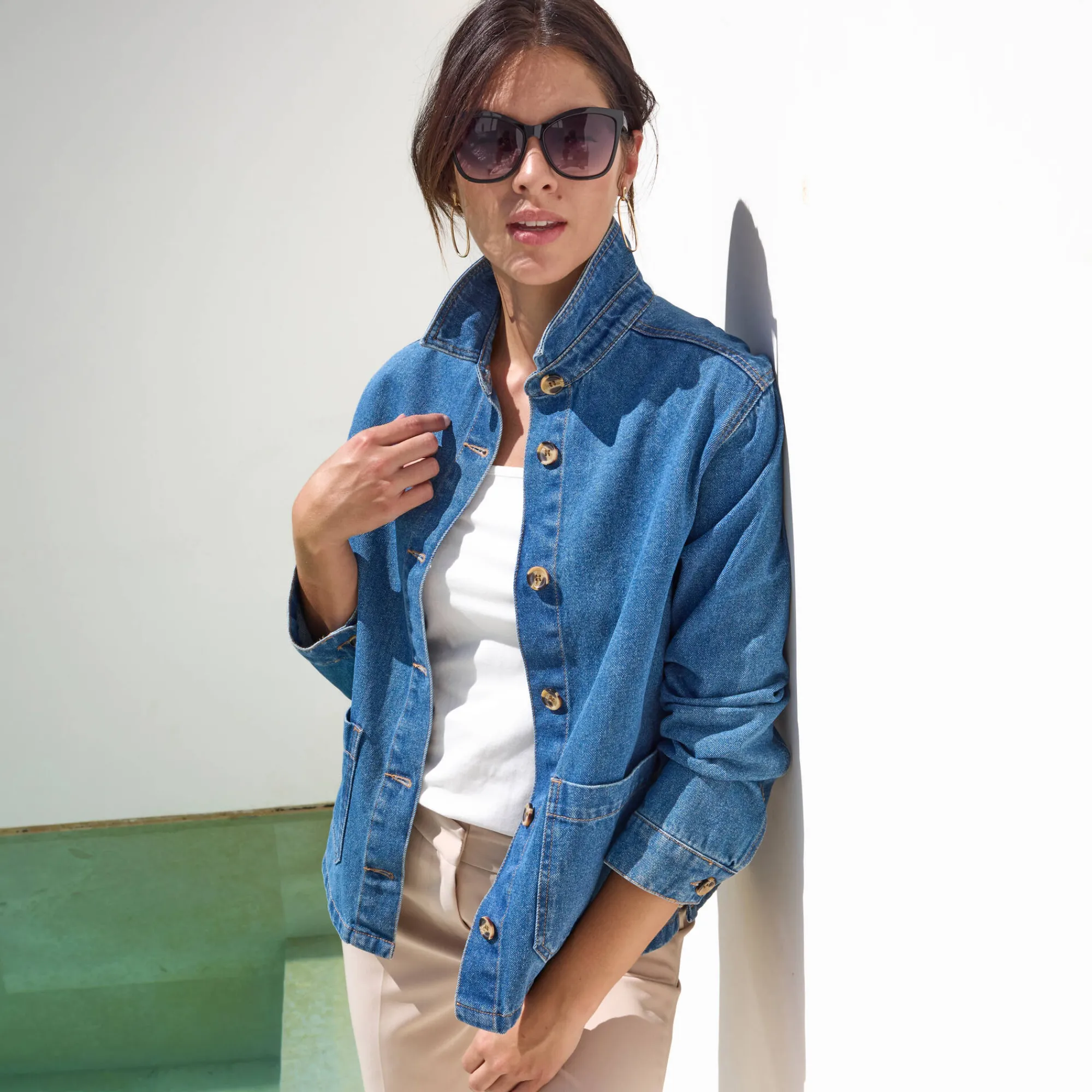 Jas En Mantel<Blancheporte Jasje met knoopsluiting, jeans stone