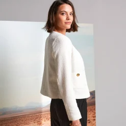 Feestoutfits Dames|Jas En Mantel<Blancheporte Jasje met knoopsluiting, tweed ecru