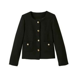 Feestoutfits Dames|Jas En Mantel<Blancheporte Jasje met knoopsluiting, tweed zwart