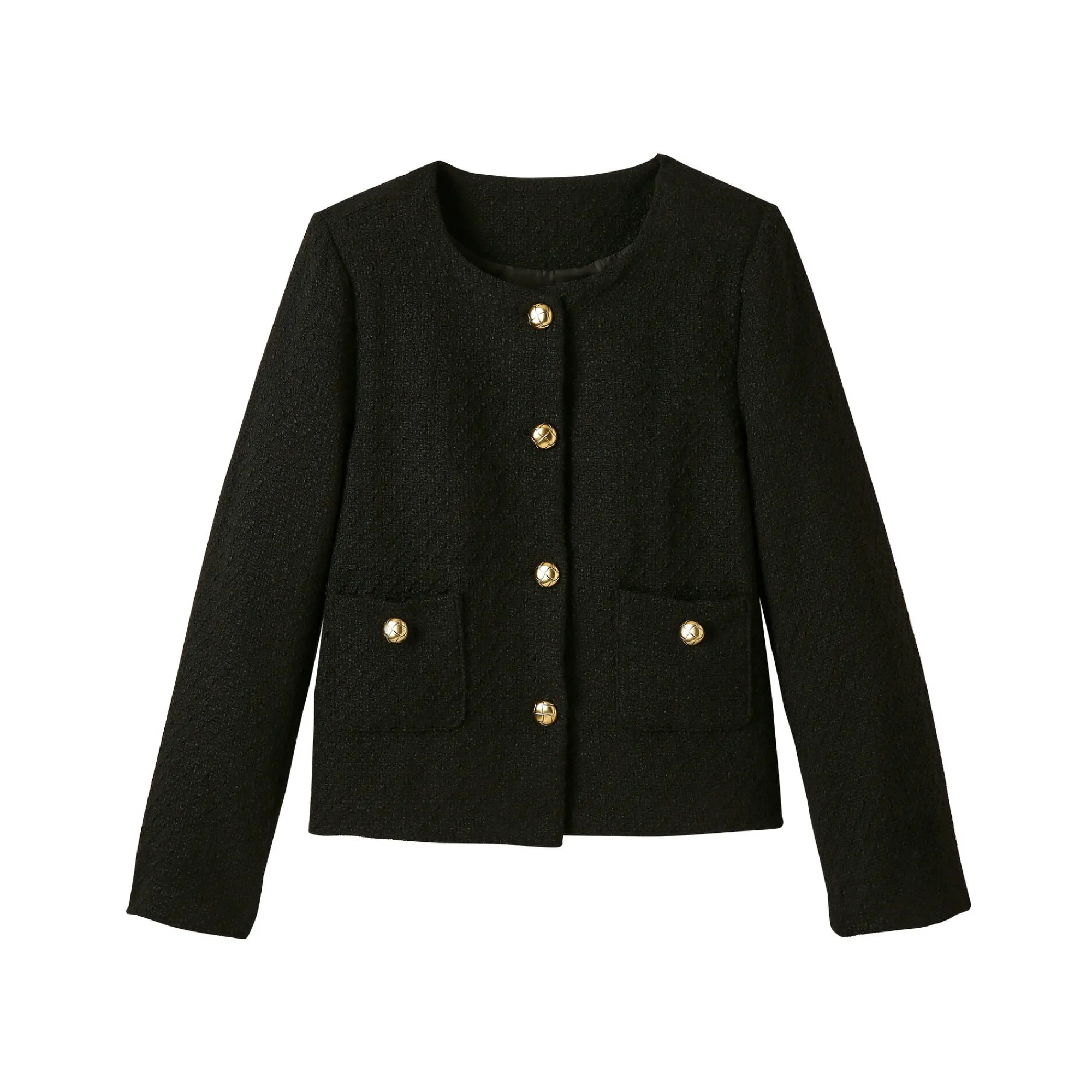 Feestoutfits Dames|Jas En Mantel<Blancheporte Jasje met knoopsluiting, tweed zwart