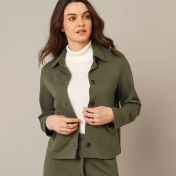 Jas En Mantel<Blancheporte Jasje met knopen, milanotricot kaki