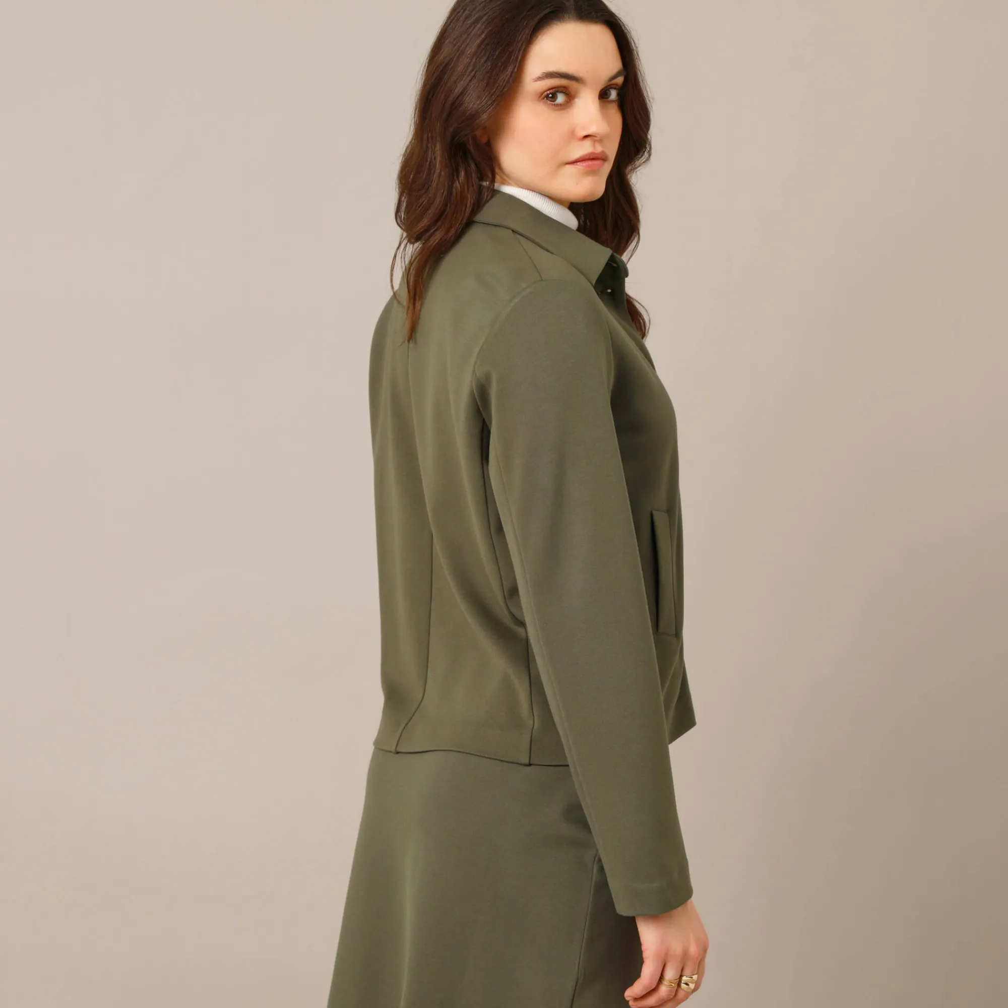 Jas En Mantel<Blancheporte Jasje met knopen, milanotricot kaki