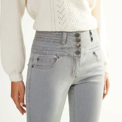Jeans|Broek<Blancheporte Jeans in bootcutmodel met hoge taille - binnenpijplengte 75 cm grijs