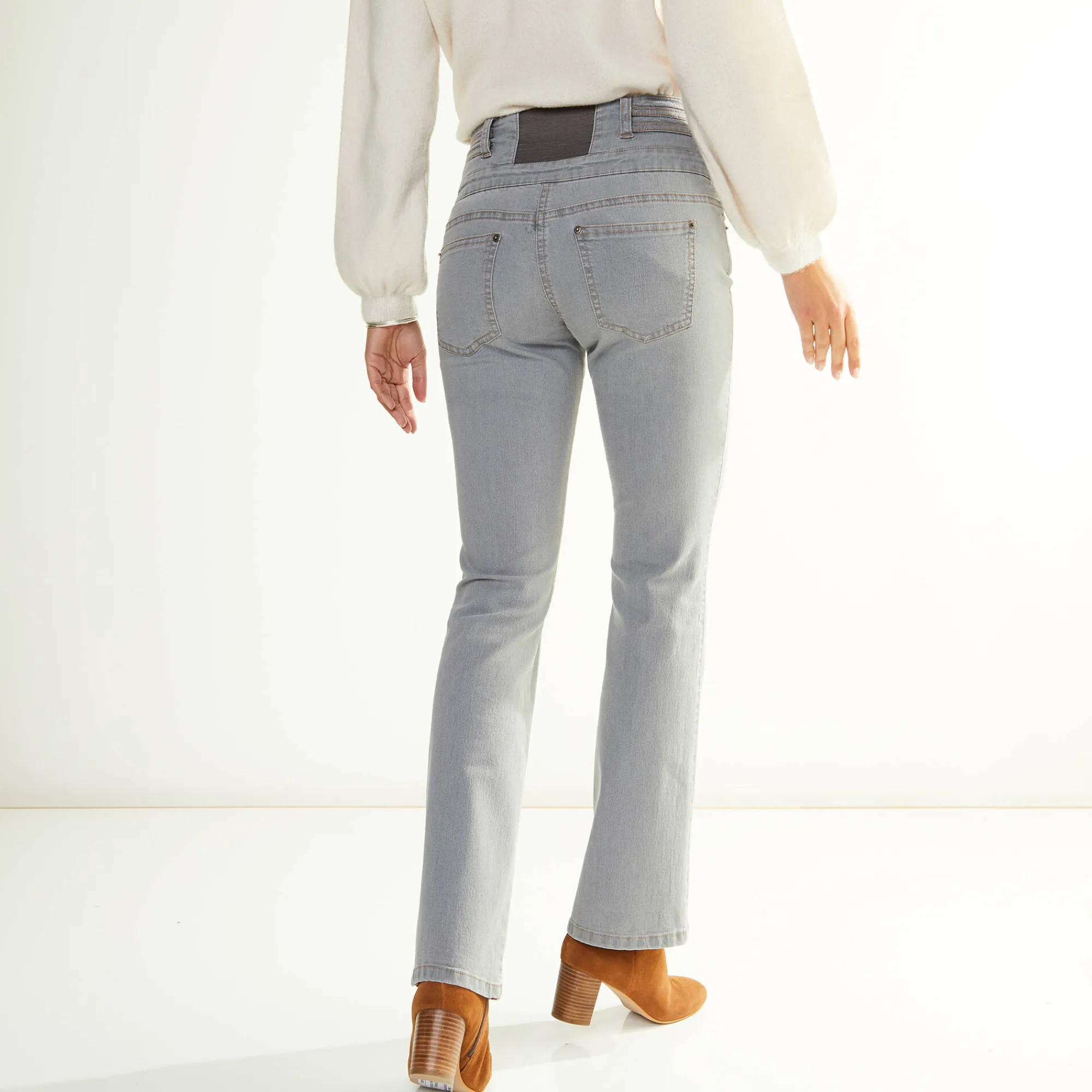 Jeans|Broek<Blancheporte Jeans in bootcutmodel met hoge taille - binnenpijplengte 75 cm grijs