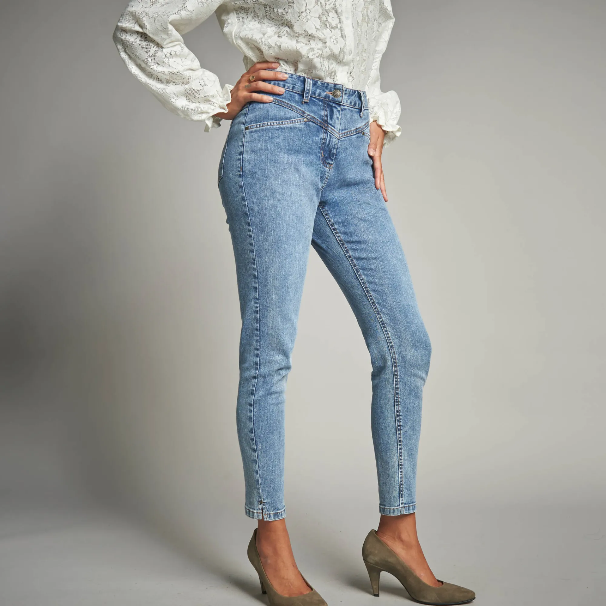 Jeans<Lora Zellini Jeans in nauwsluitend 7/8-model stone used