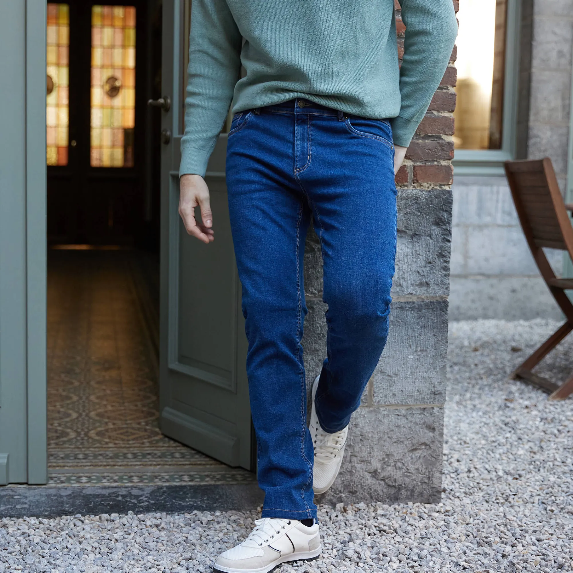 Jeans<Blancheporte Jeans met 5 zakken in rekbaar katoen - binnenpijplengte 82 cm stone