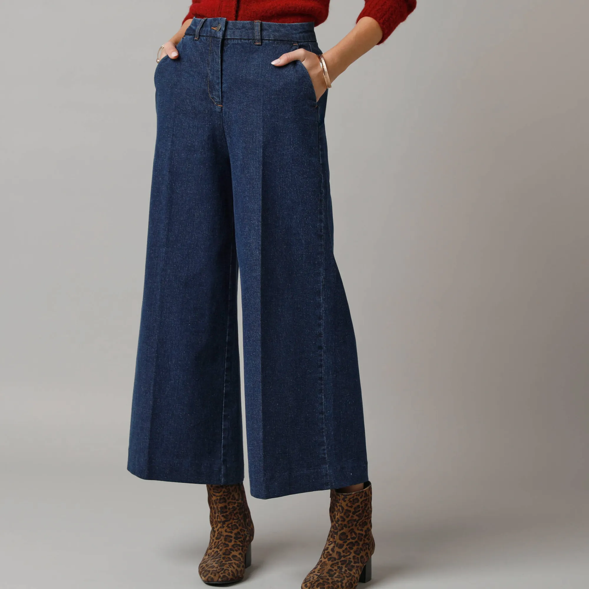 Jeans|Broek<Lora Zellini Jeans met broekrok-effect raw