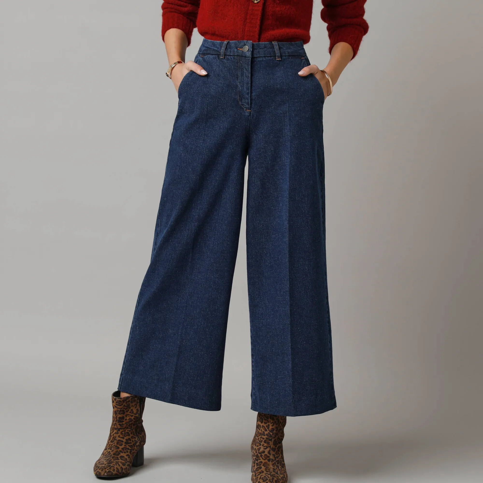 Jeans|Broek<Lora Zellini Jeans met broekrok-effect raw