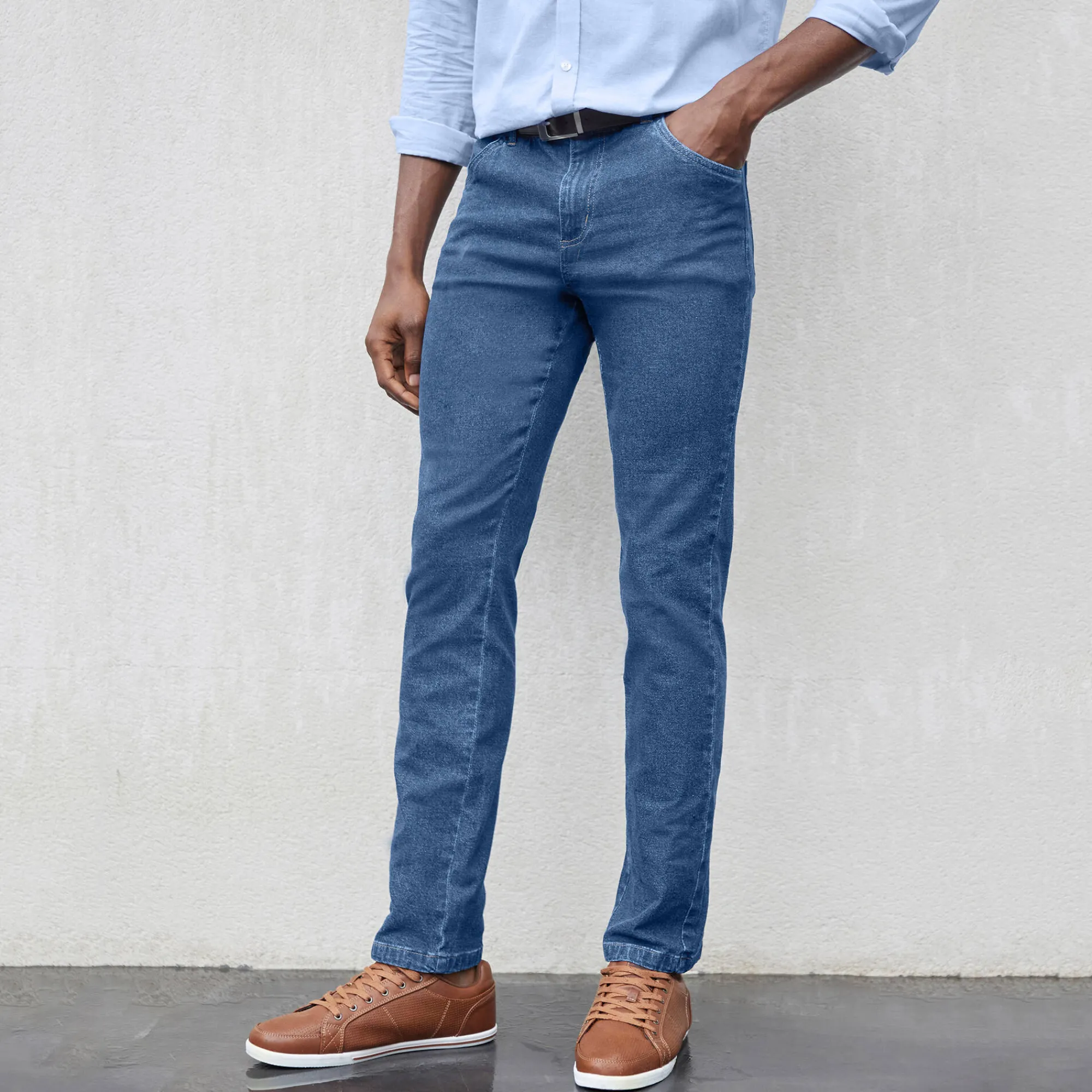 Jeans<Blancheporte Jeans met elastische taille - binnenpijpl. 82 cm stone