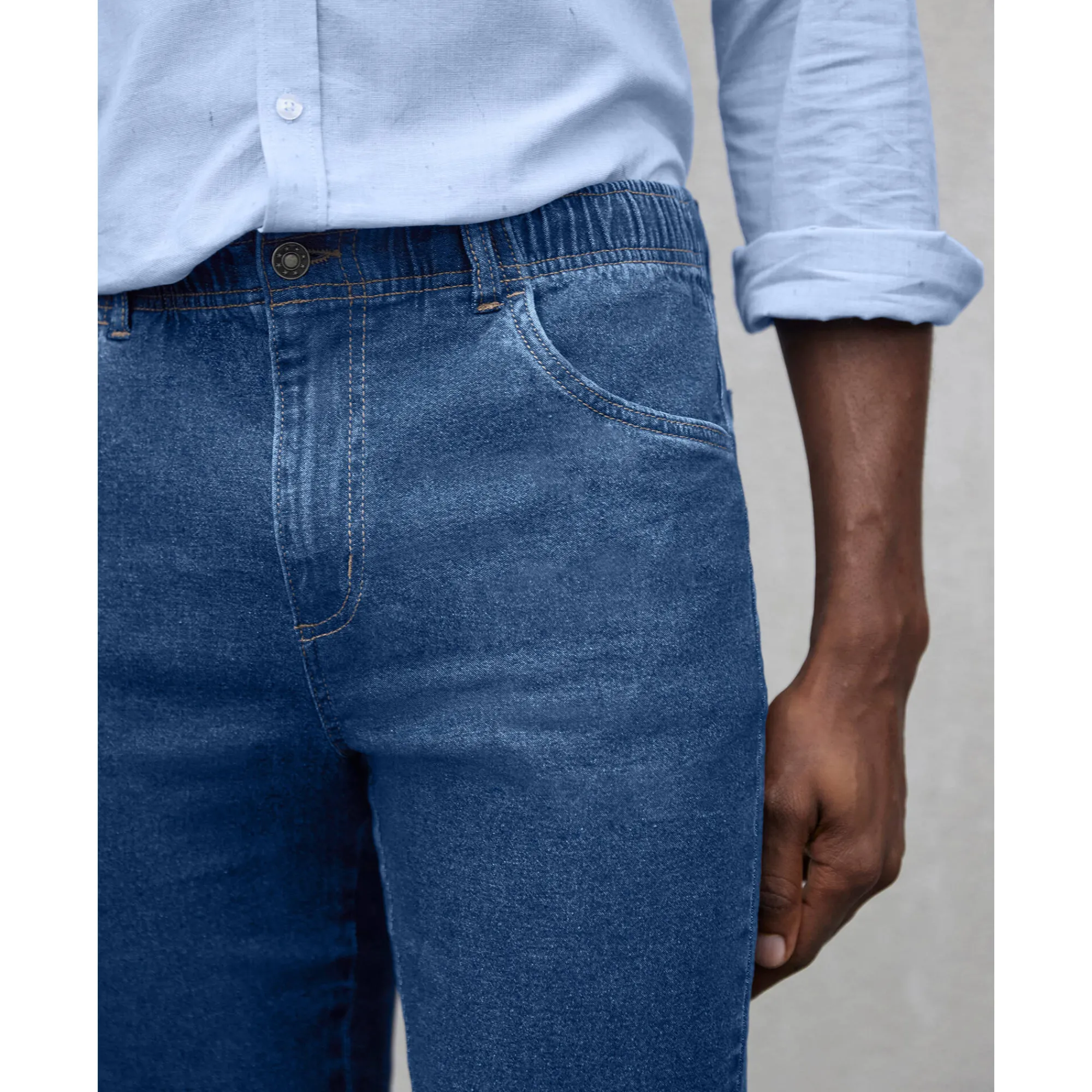 Jeans<Blancheporte Jeans met elastische taille - binnenpijpl. 82 cm stone