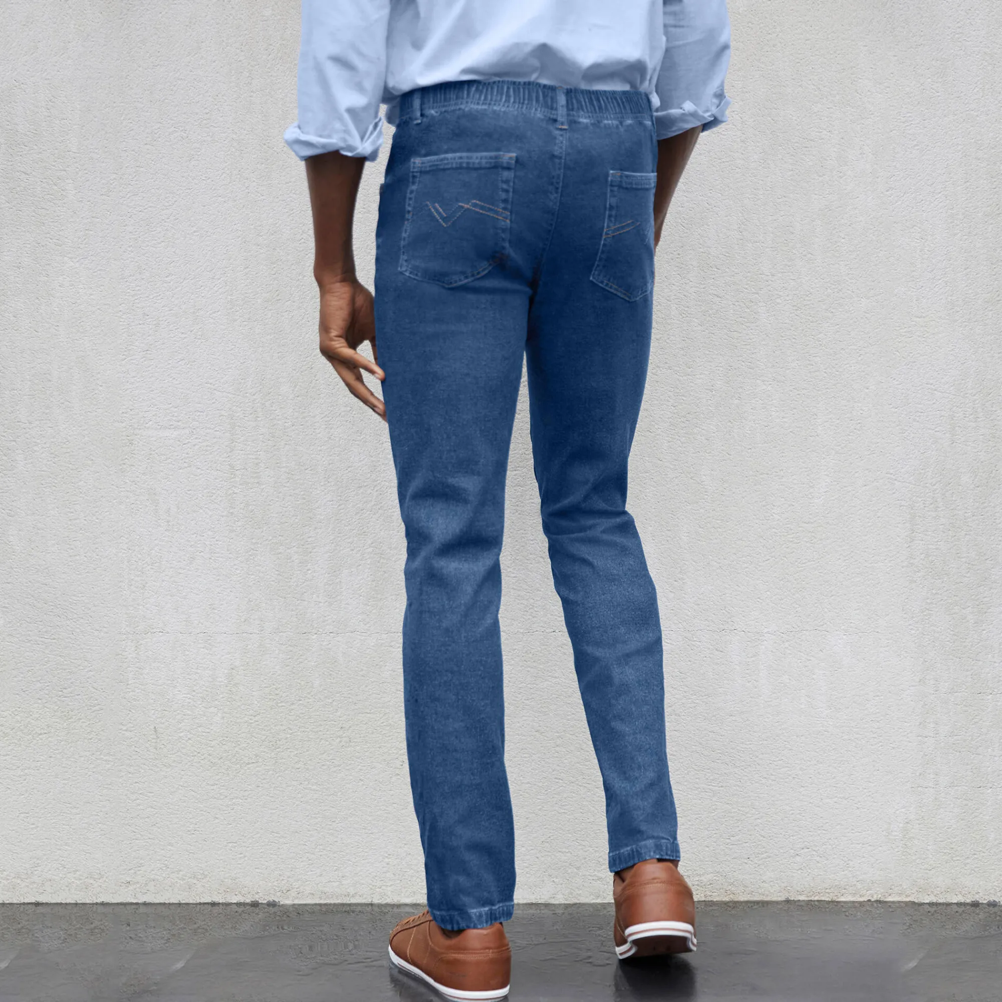 Jeans<Blancheporte Jeans met elastische taille - binnenpijpl. 82 cm stone