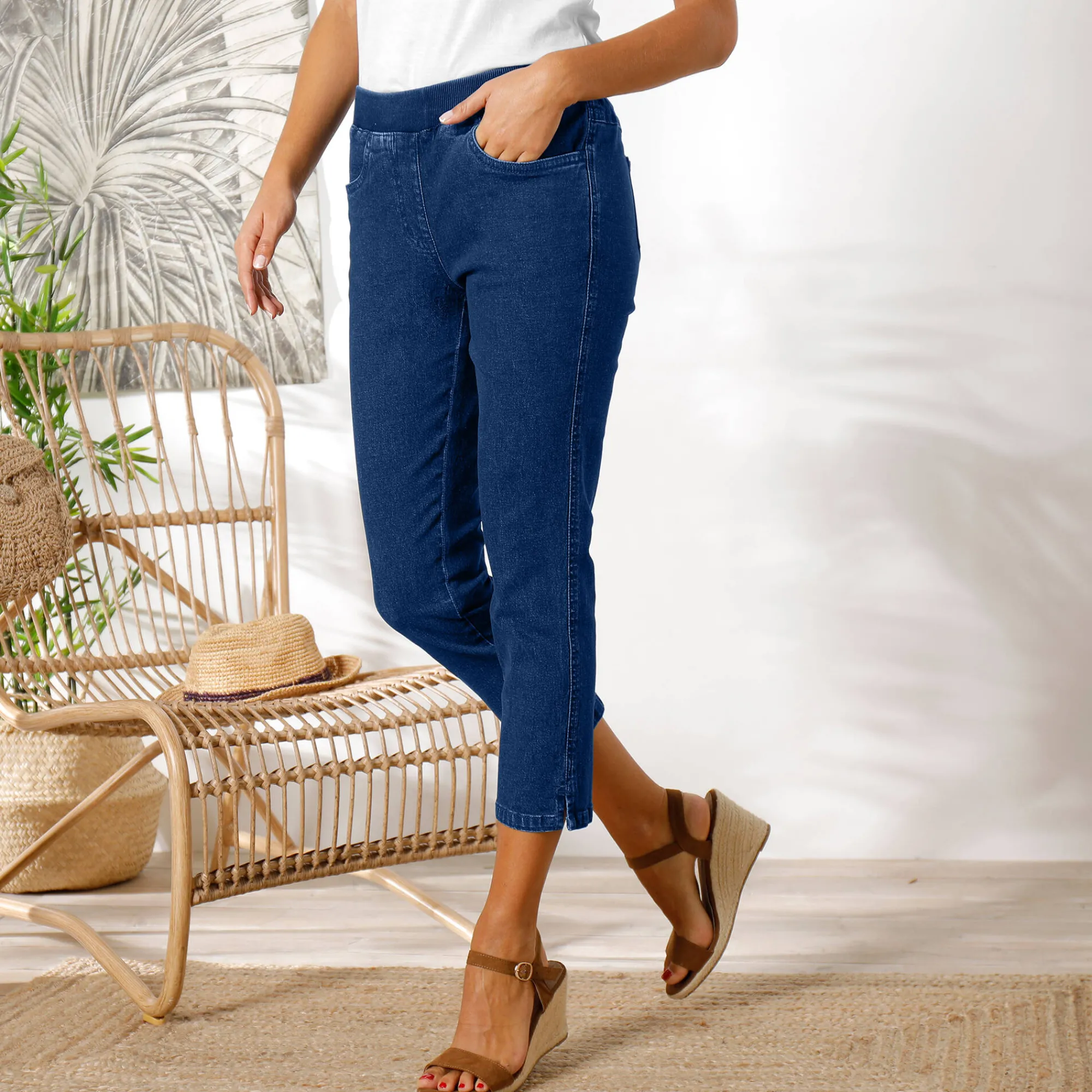 Jeans<Blancheporte 3/4-jeans met elastische taille stone