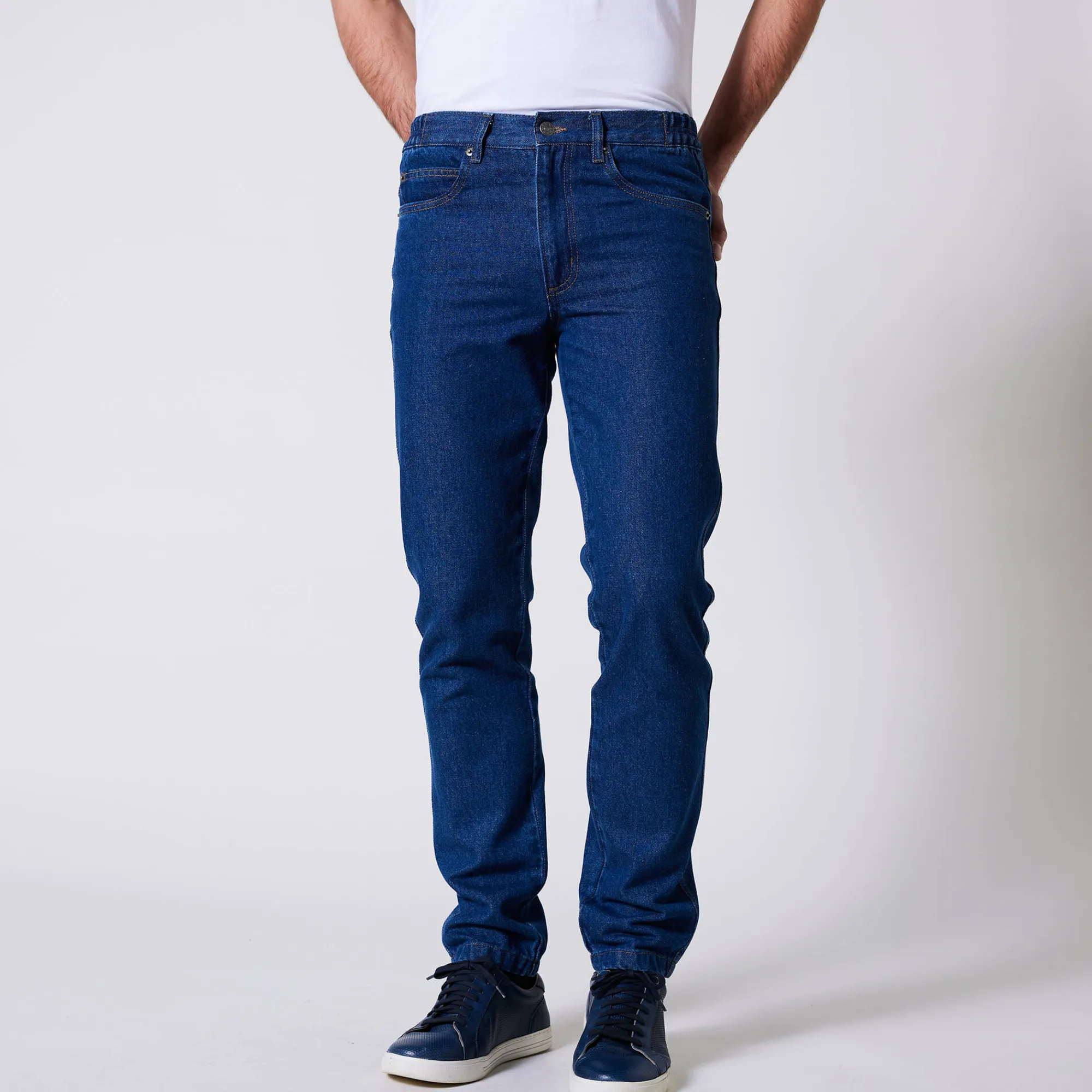 Jeans<Blancheporte Jeans met elastische tailleband opzij - binnenpijplengte 72 cm stone