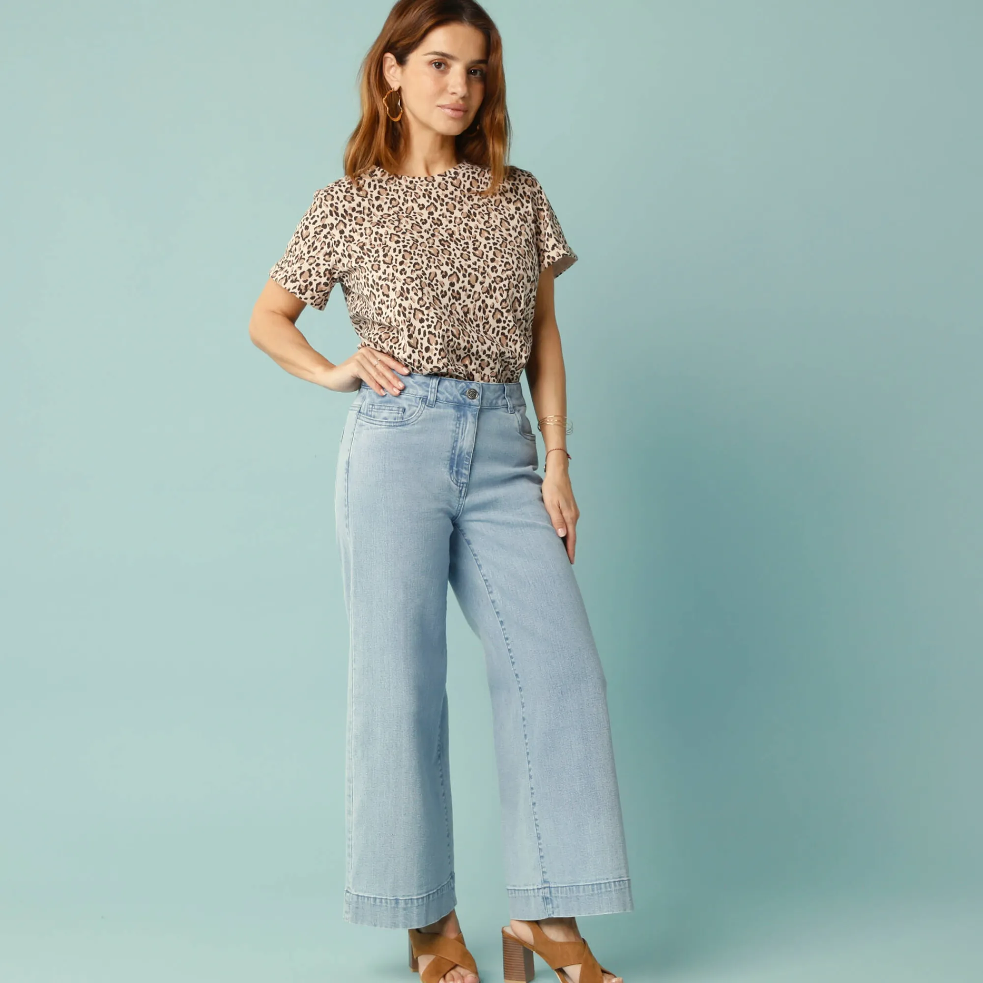 Jeans|Broek<Blancheporte Jeans met hoge taille, voor Kleine Lengtes, binnenpijplengte 60 cm, ruim 7/8-model bleached