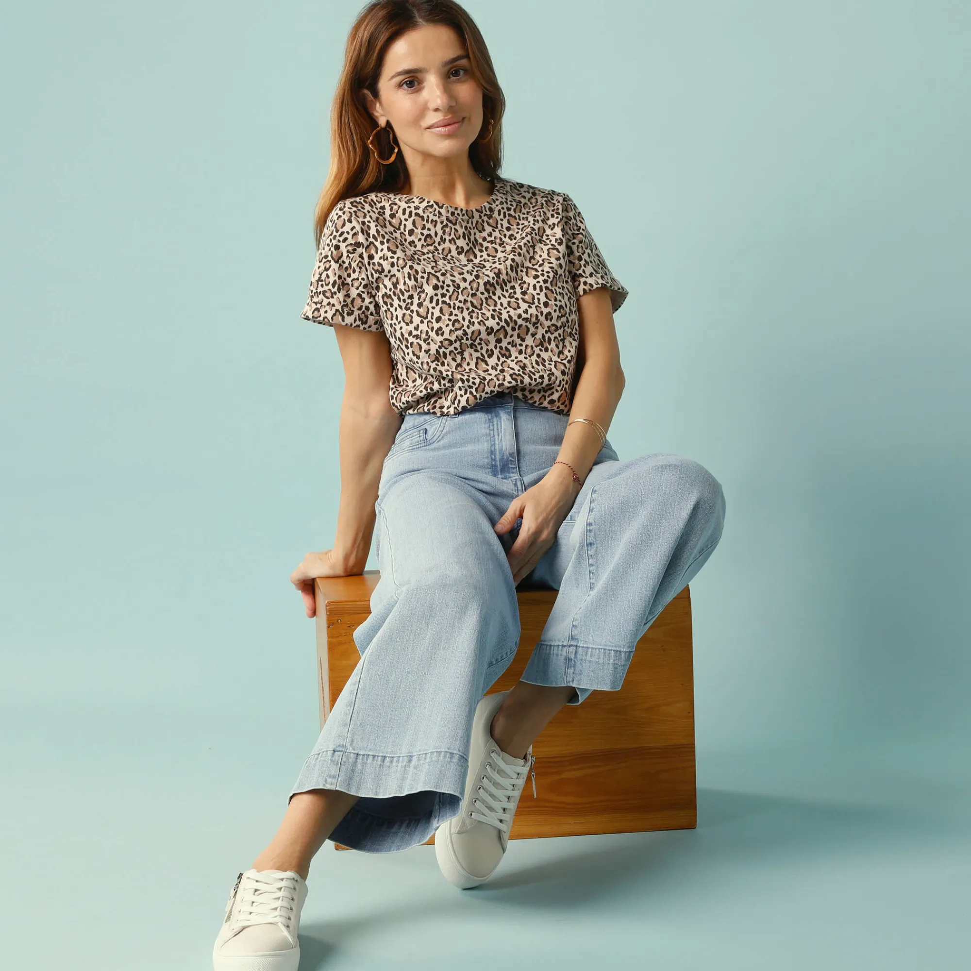 Jeans|Broek<Blancheporte Jeans met hoge taille, voor Kleine Lengtes, binnenpijplengte 60 cm, ruim 7/8-model bleached