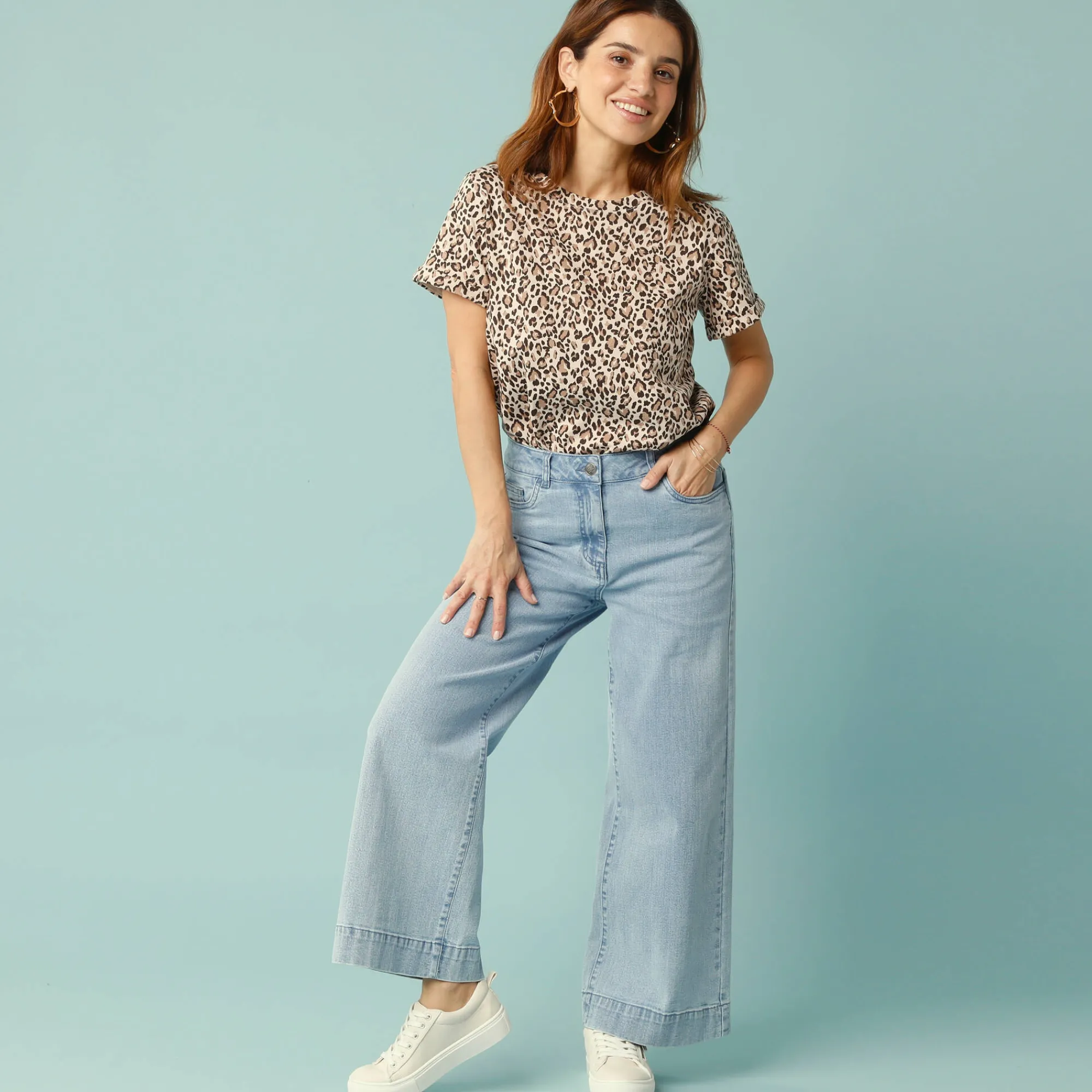 Jeans|Broek<Blancheporte Jeans met hoge taille, voor Kleine Lengtes, binnenpijplengte 60 cm, ruim 7/8-model bleached