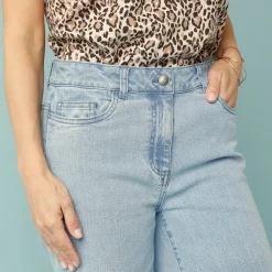 Jeans|Broek<Blancheporte Jeans met hoge taille, voor Kleine Lengtes, binnenpijplengte 60 cm, ruim 7/8-model bleached