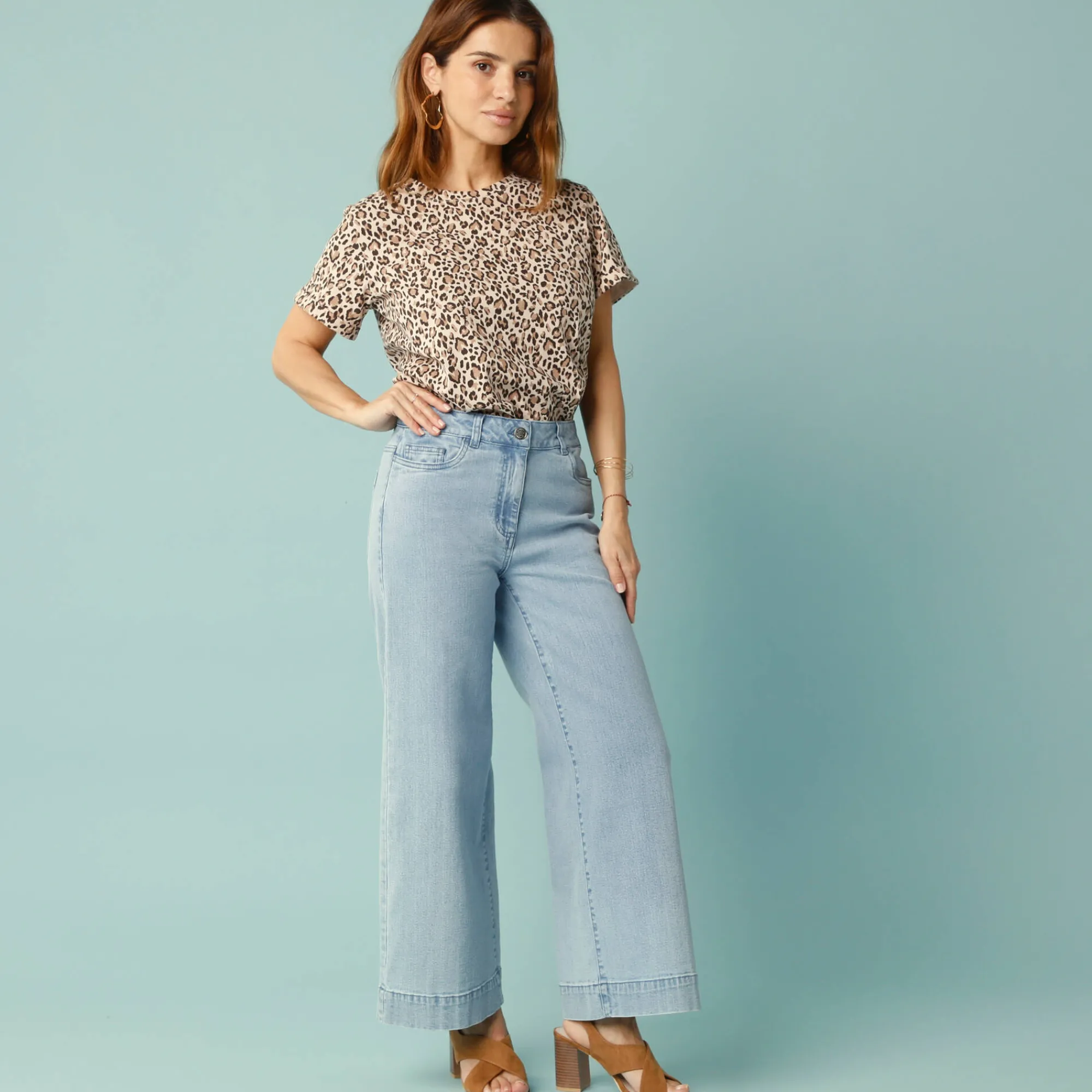 Jeans|Broek<Blancheporte Jeans met hoge taille, voor Kleine Lengtes, binnenpijplengte 65 cm, ruim 7/8-model bleached