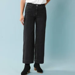 Jeans|Broek<Blancheporte Jeans met hoge taille, voor Kleine Lengtes, binnenpijplengte 60 cm, ruim 7/8-model zwart