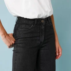 Jeans|Broek<Blancheporte Jeans met hoge taille, voor Kleine Lengtes, binnenpijplengte 60 cm, ruim 7/8-model zwart