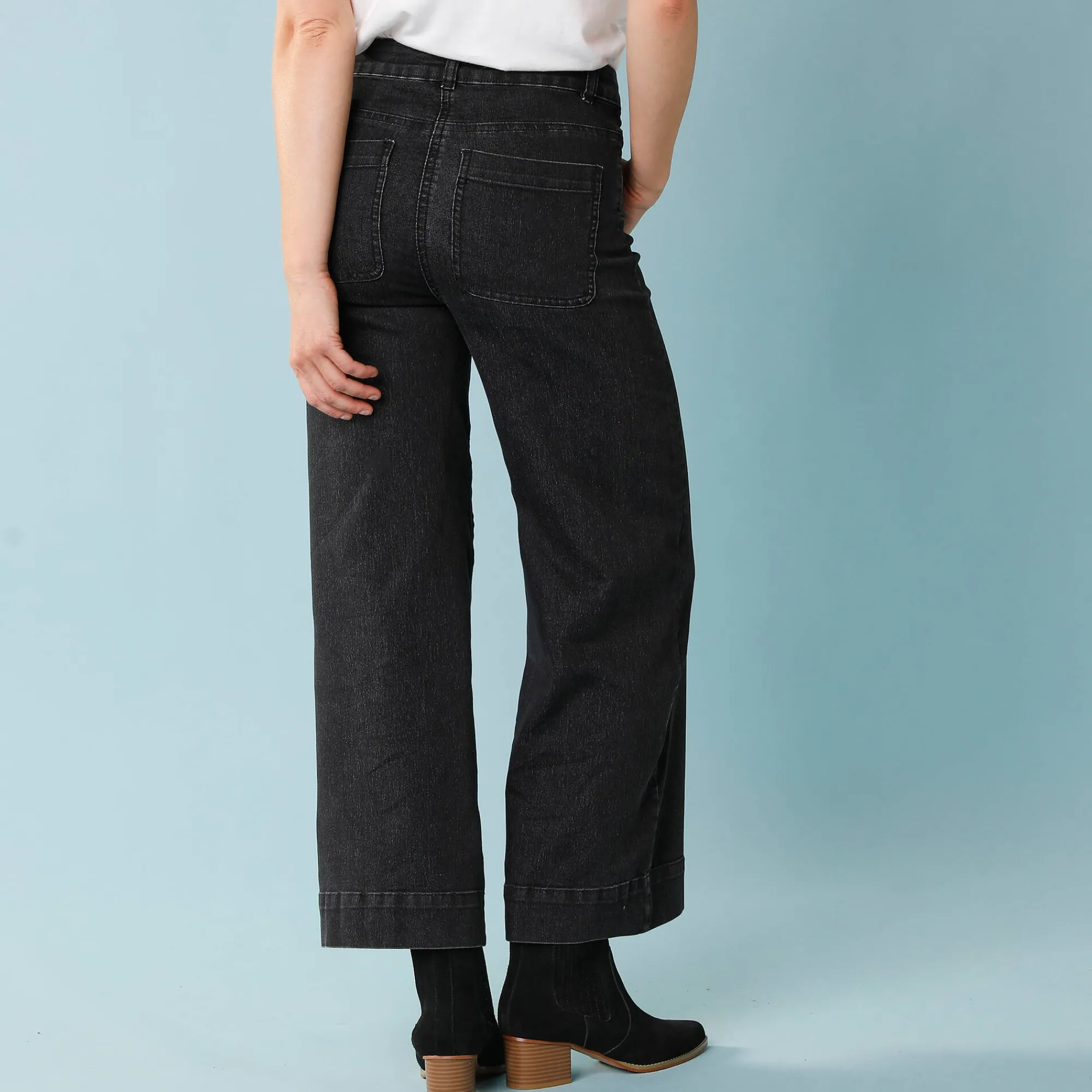 Jeans|Broek<Blancheporte Jeans met hoge taille, voor Kleine Lengtes, binnenpijplengte 65 cm, ruim 7/8-model zwart