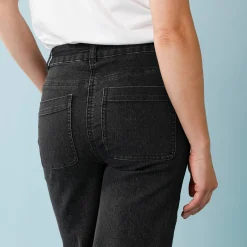 Jeans|Broek<Blancheporte Jeans met hoge taille, voor Kleine Lengtes, binnenpijplengte 65 cm, ruim 7/8-model zwart