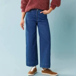 Jeans|Broek<Blancheporte Jeans met hoge taille, voor Kleine Lengtes, binnenpijplengte 60 cm, ruim 7/8-model stone