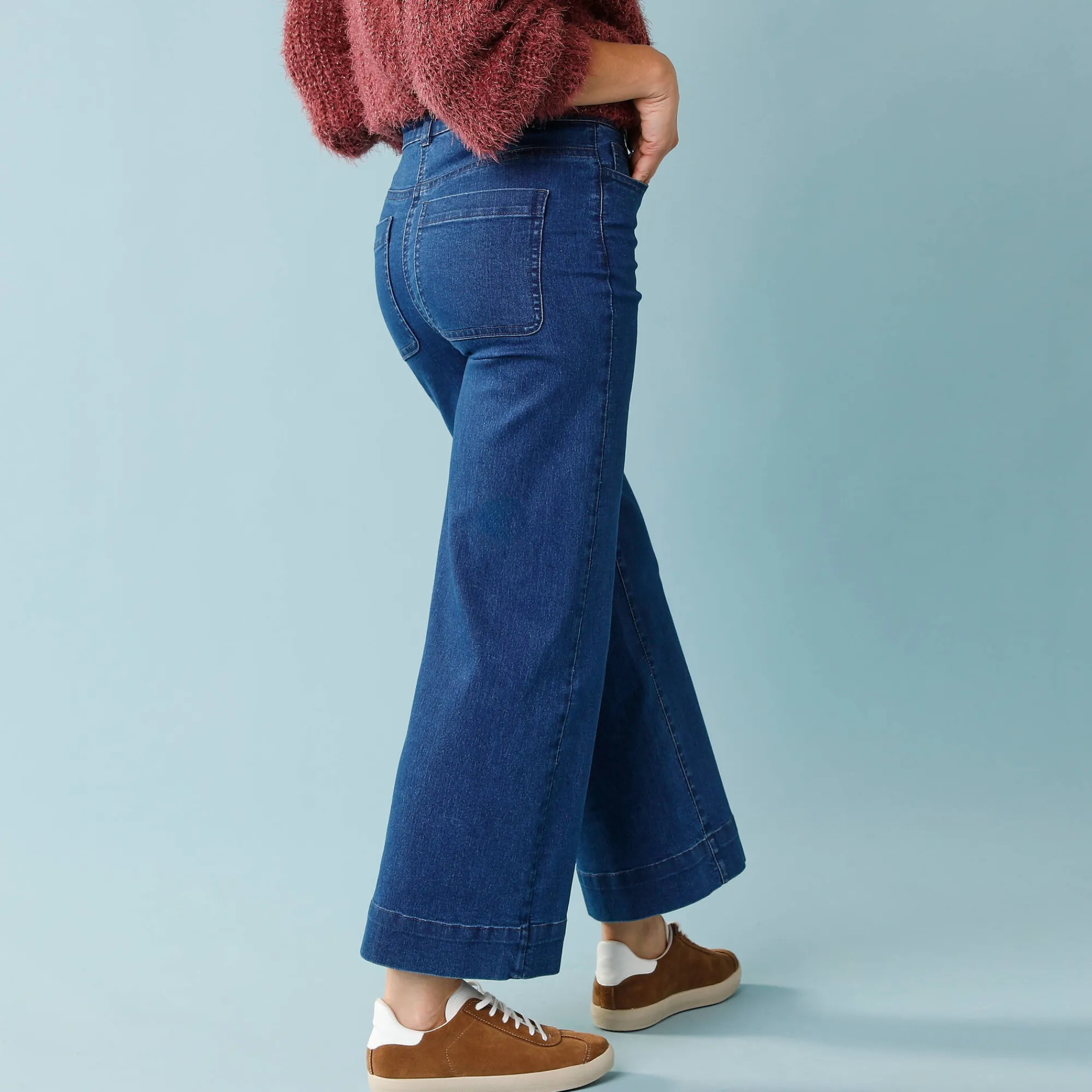 Jeans|Broek<Blancheporte Jeans met hoge taille, voor Kleine Lengtes, binnenpijplengte 65 cm, ruim 7/8-model stone