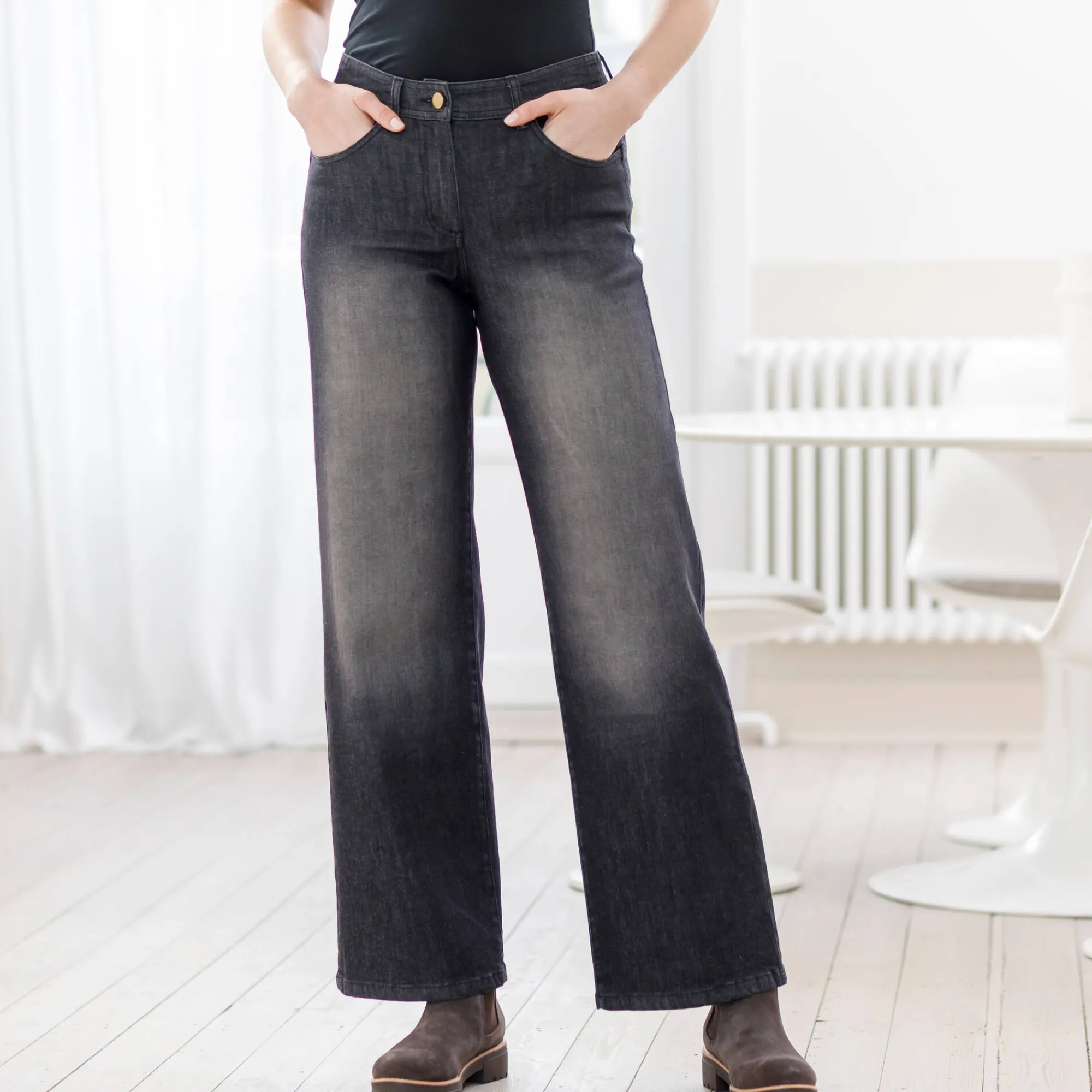 Jeans<Blancheporte Jeans met ruim model, 5 zakken used black