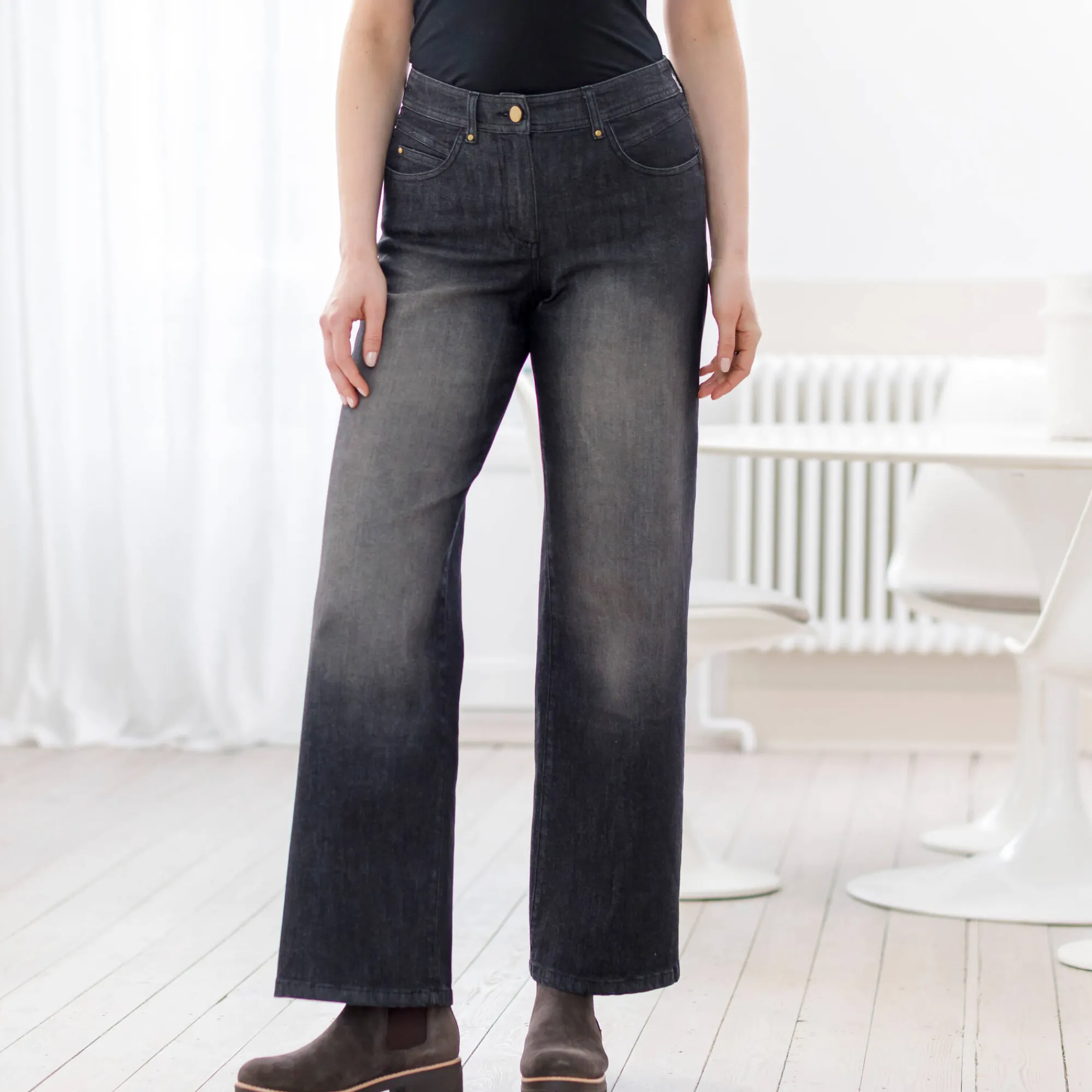 Jeans<Blancheporte Jeans met ruim model, 5 zakken used black