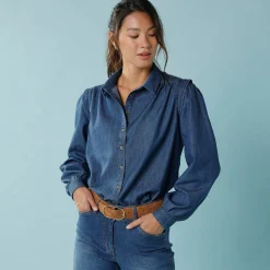 Bloes En Tuniek<Blancheporte Jeansbloes, kleine lengtes stone