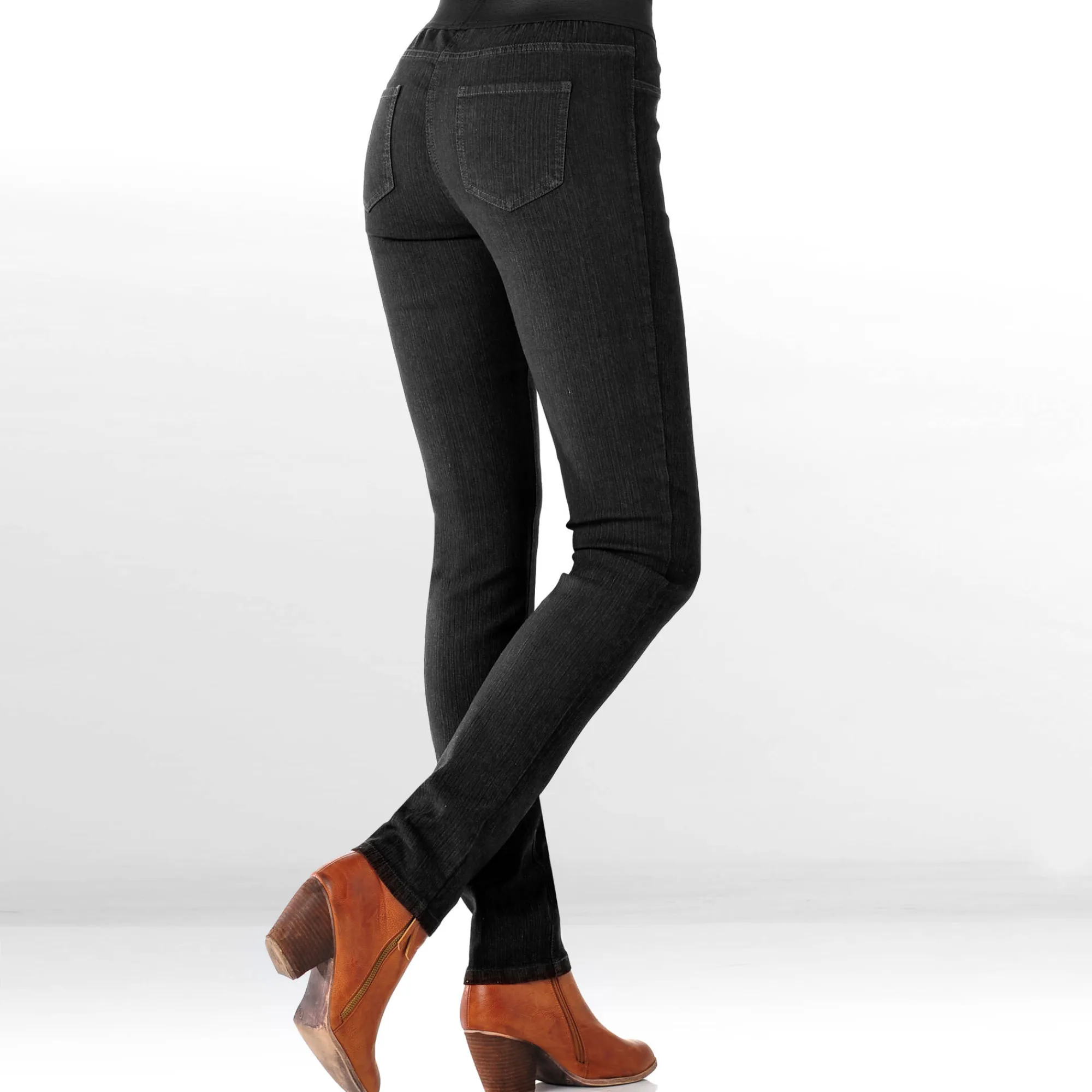 Jeans|Broek<Blancheporte Jegging in denim met elastische taille - kleine lengte black