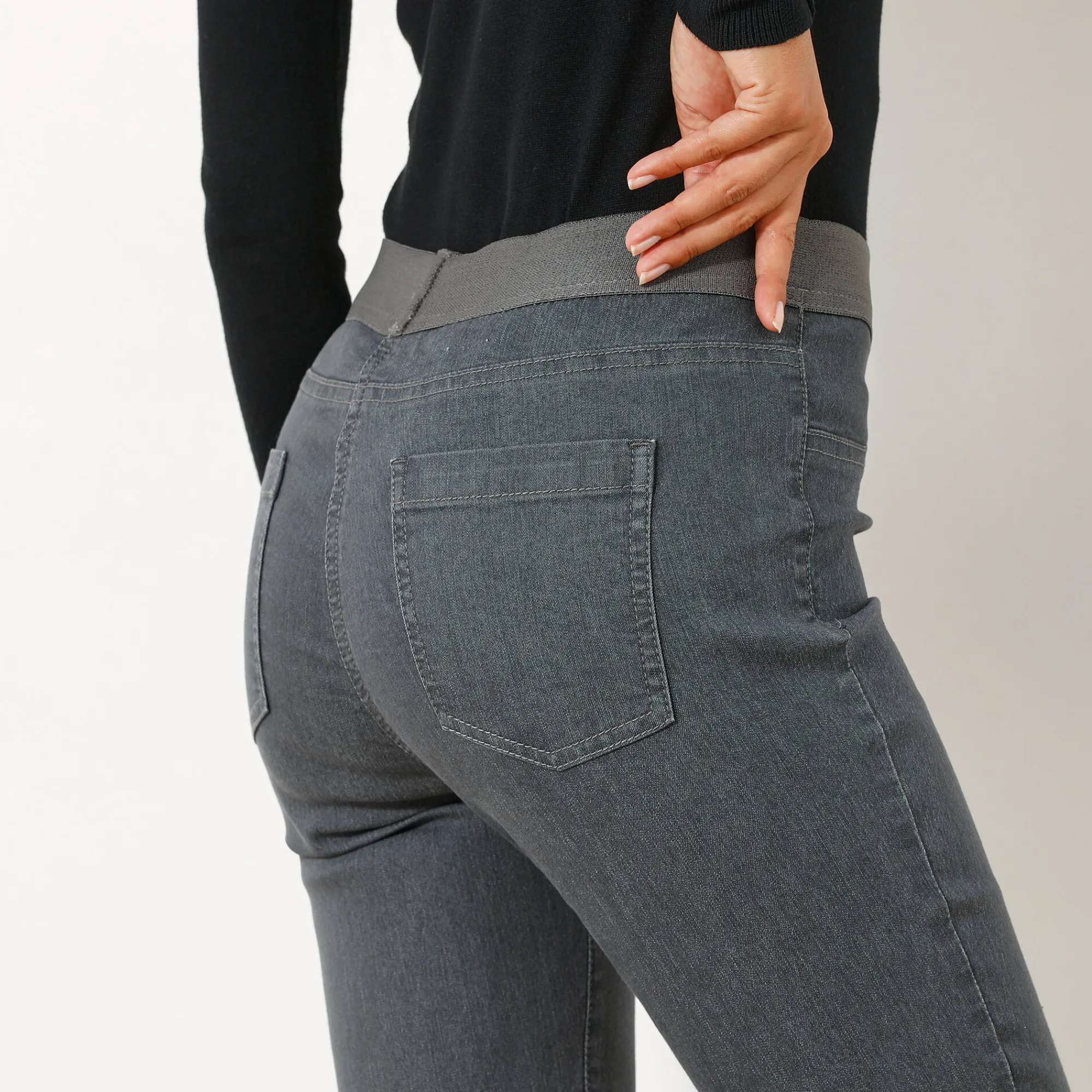 Jeans<Blancheporte Jegging in denim met elastische taille - kleine lengte donkergrijs
