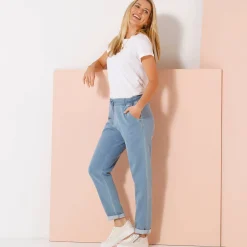 Legging|Jeans<Blancheporte Jogger in tricot met jeansaspect, elastische tailleband bleached