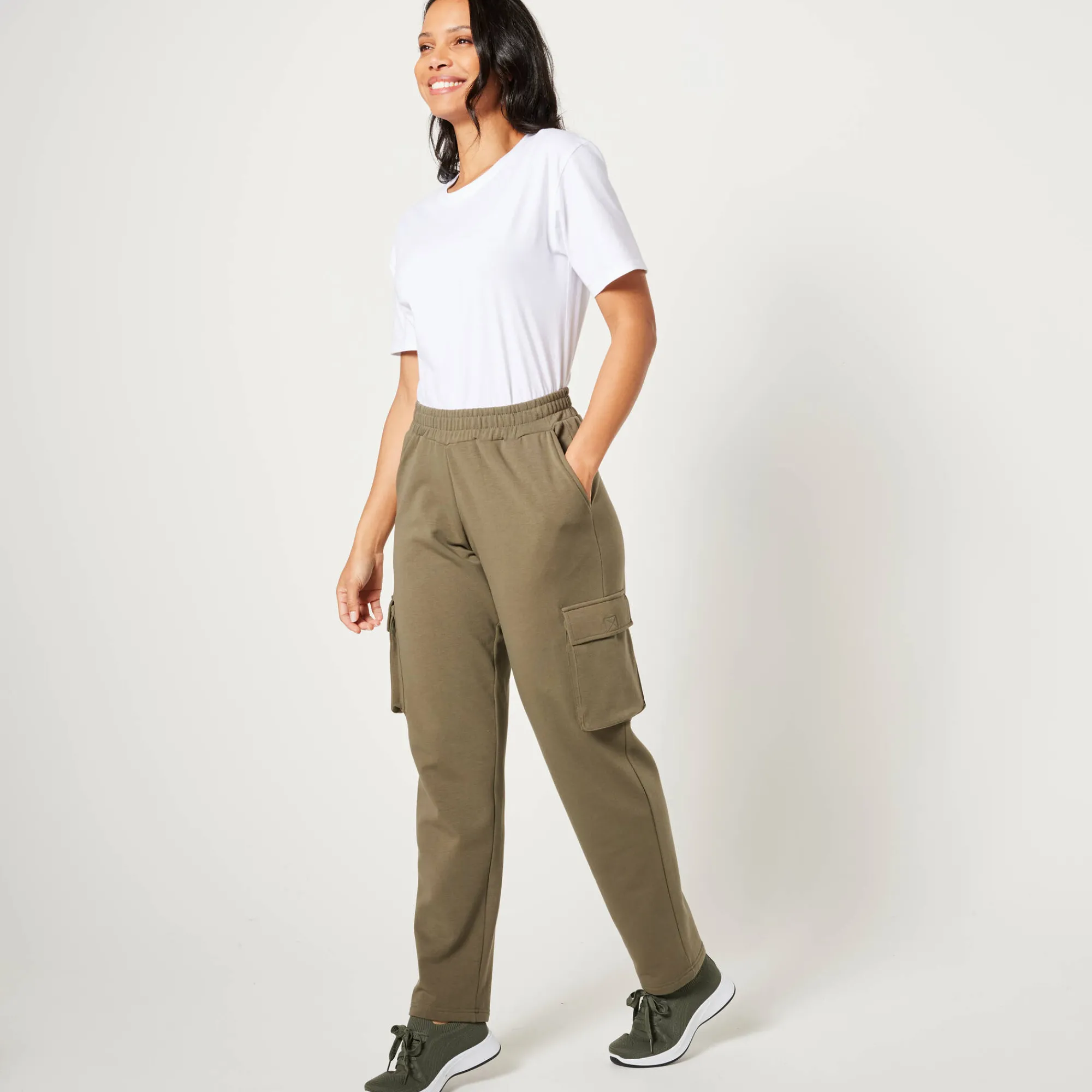 Broek<Blancheporte Joggingbroek in battlestijl kaki