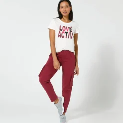 Broek<Blancheporte Joggingbroek in battlestijl pruim