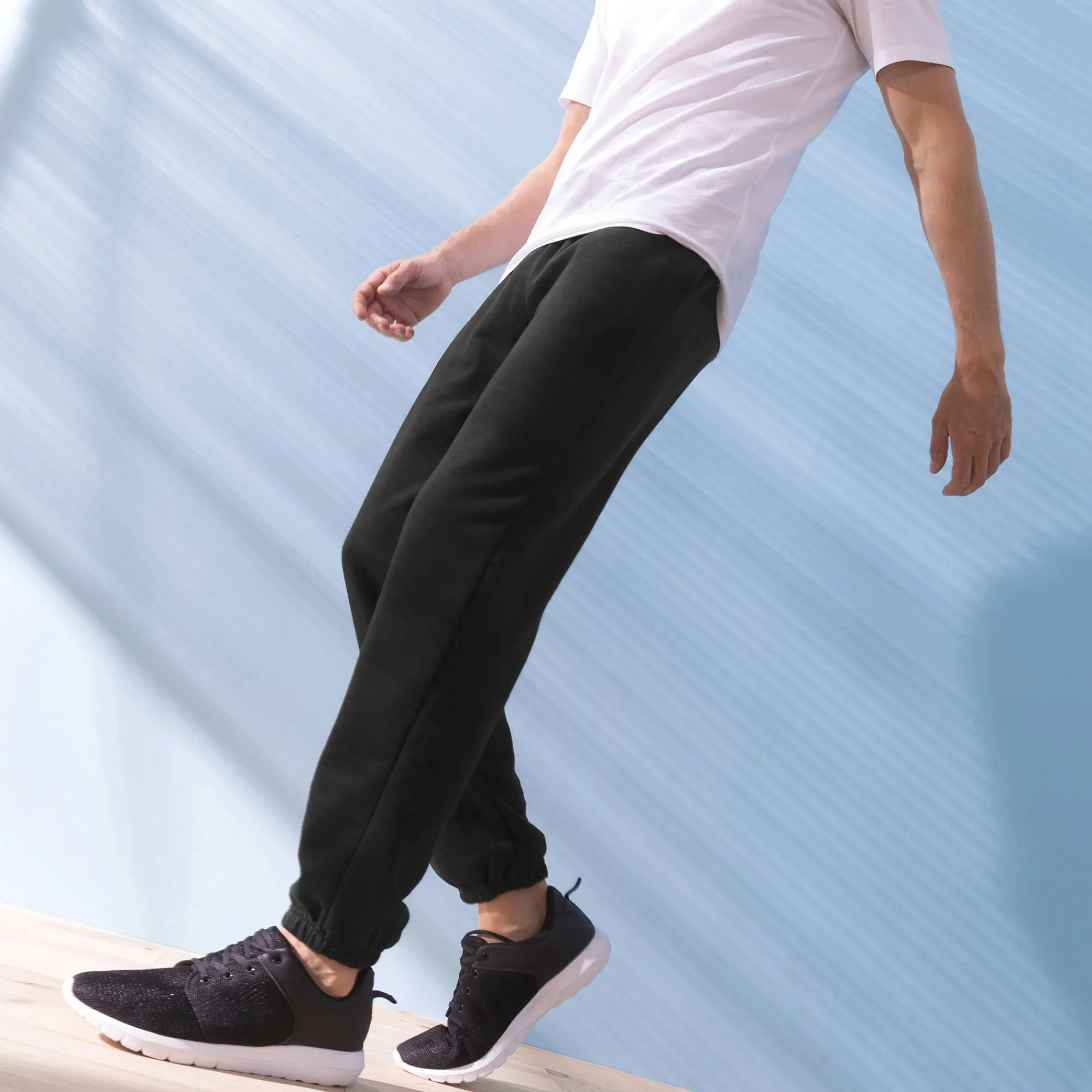 Broek<Blancheporte Joggingbroek in molton met elastische pijponderkanten zwart